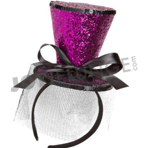 Alternative view of Miniatur, Zylinder Glitter und Schleier, Haareif, pink
