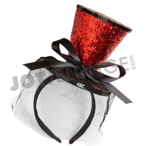 Alternative view of Miniatur, Zylinder Glitter und Schleier, Haareif, rot