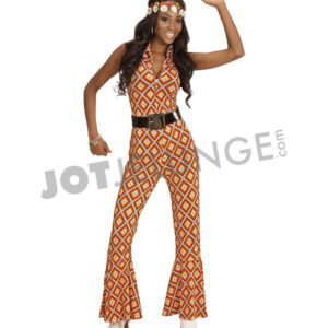Alternative view of Einteiler, Disco Fever, 70er, Raute, orange, Gr. L