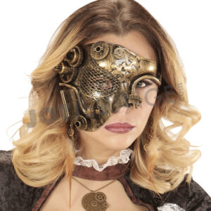 Alternative view of Maske, Stempunk, halbes Gesicht, gold