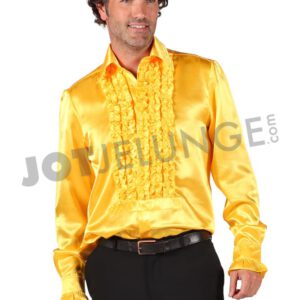 Hemd, Satin, Rüsche, gelb, Gr. XXL