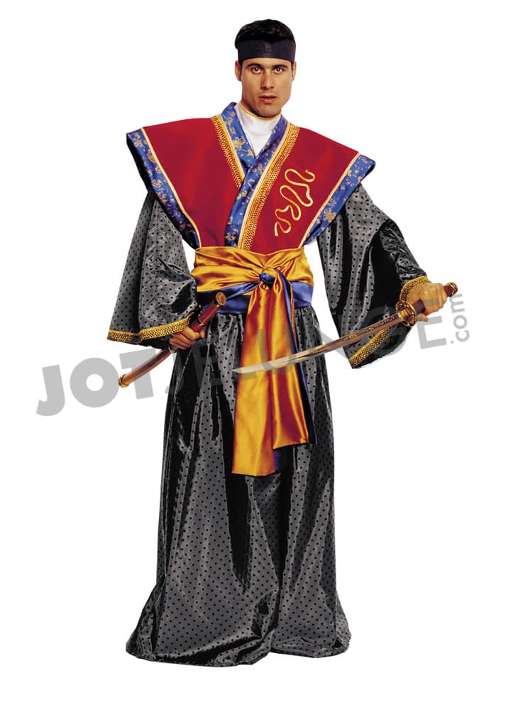 Kostüm, Samurei, schwarz, rot, blau