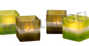 Windlicht, Glas, grün, 4teilig. Höhe 5cm