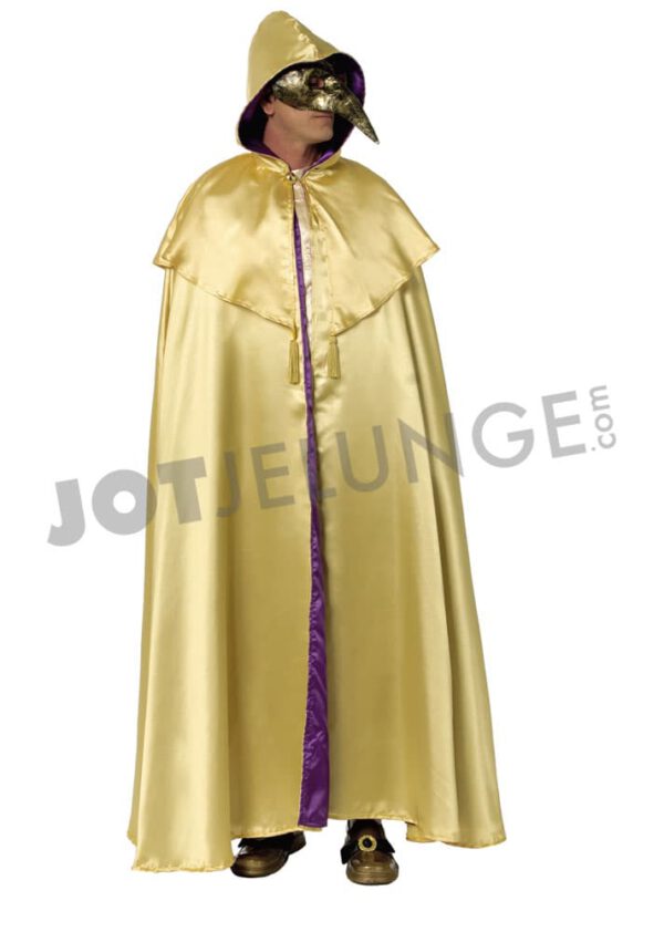 Kostüm, Domino, gold, Cape mit Kaputze