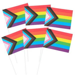 Fahne, Regenbogen, Progress, am Stab, 20 x 14 cm