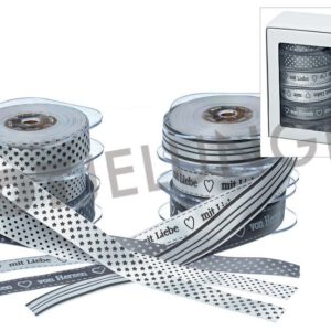 Geschenkband, 6 verschidene Sorten, je 10 Meter