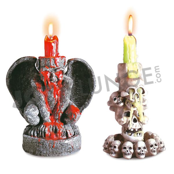 Kerze und Halter, Halloween, 2 Sorten, 16 cm