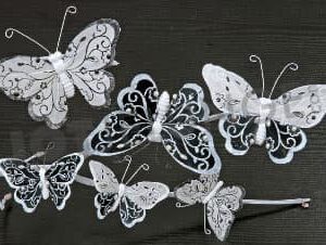 Schmetterling, weiß/schwarz, 16 cm, 3 Sorten