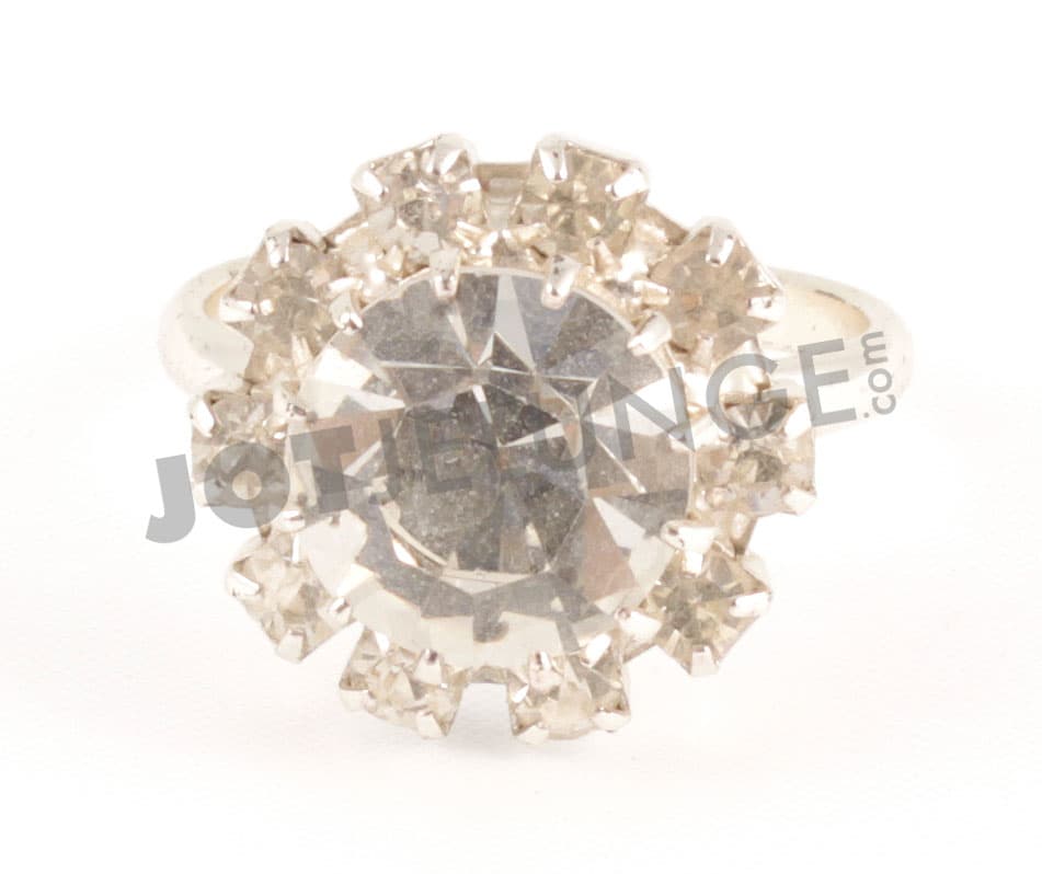 Ring, Strass, rund, mit großem Stein