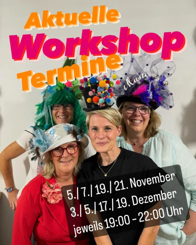 Unsere aktuellen Workshop Termine für November und Dezember.
5. / 7. / 19. / 21. November 2024
3. / 5. / 17. / 19. Dezember 2024
jeweils von 19:00 – 22:00 Uhr
Termin Buchung über info@jotjelunge.de